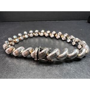 Vintage Milor 925 Sterling Silver Italian San Marco Macaroni 
Bracelet 8 inch